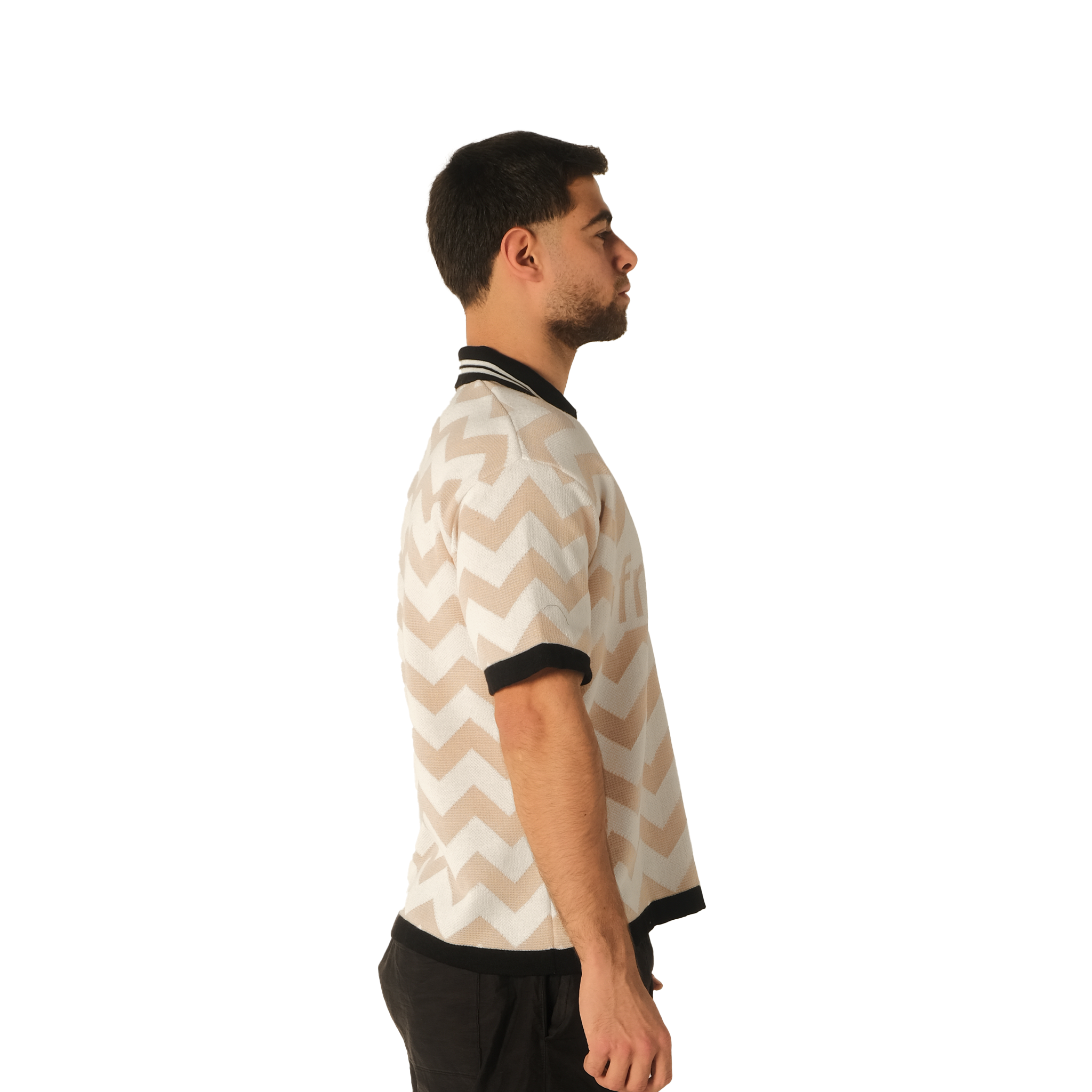 chevron knitted polo shirt