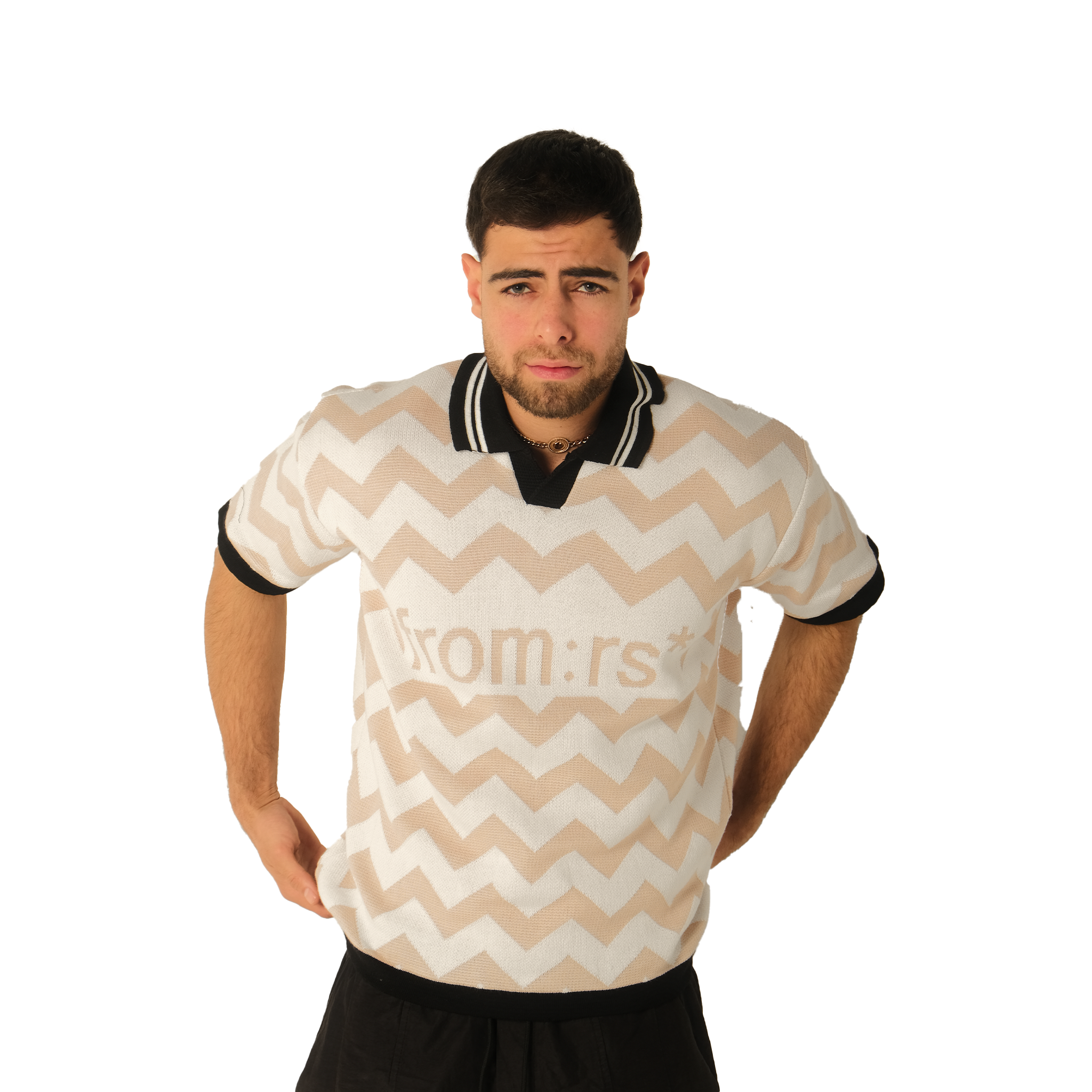 chevron knitted polo shirt