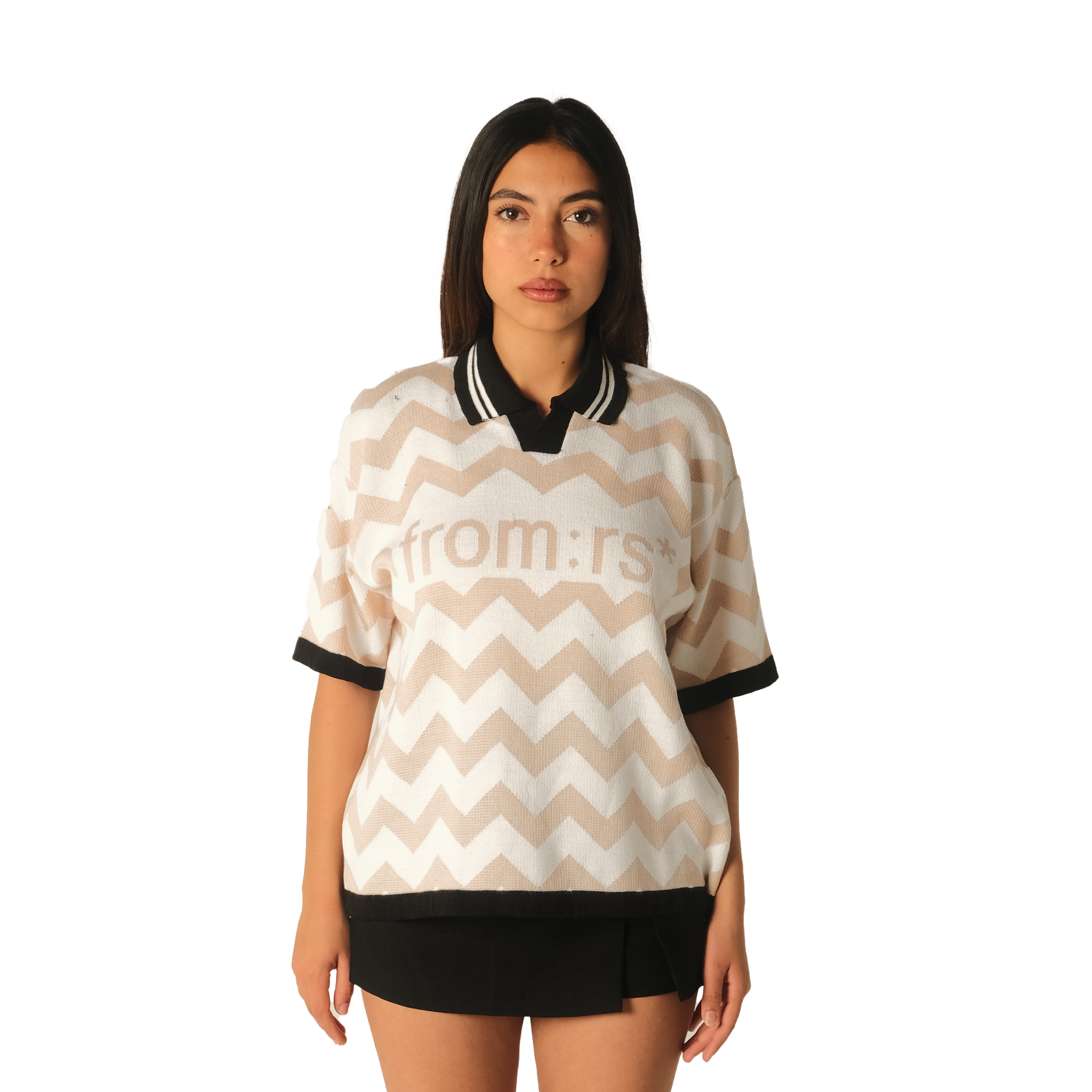 chevron knitted polo shirt
