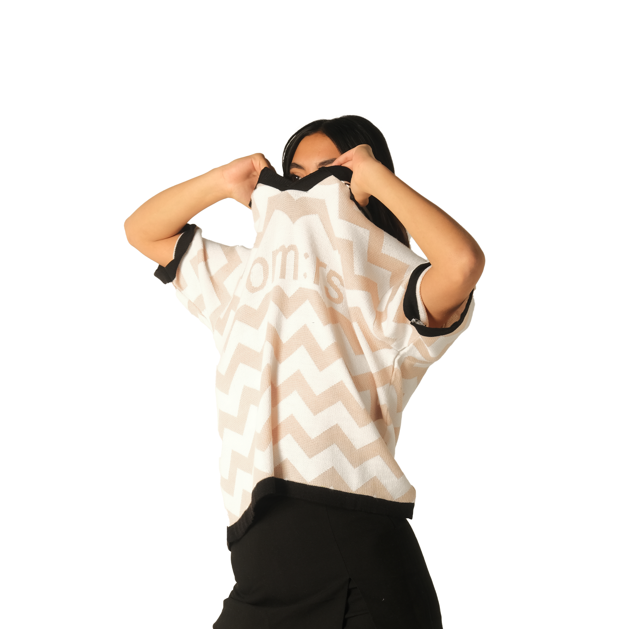 chevron knitted polo shirt