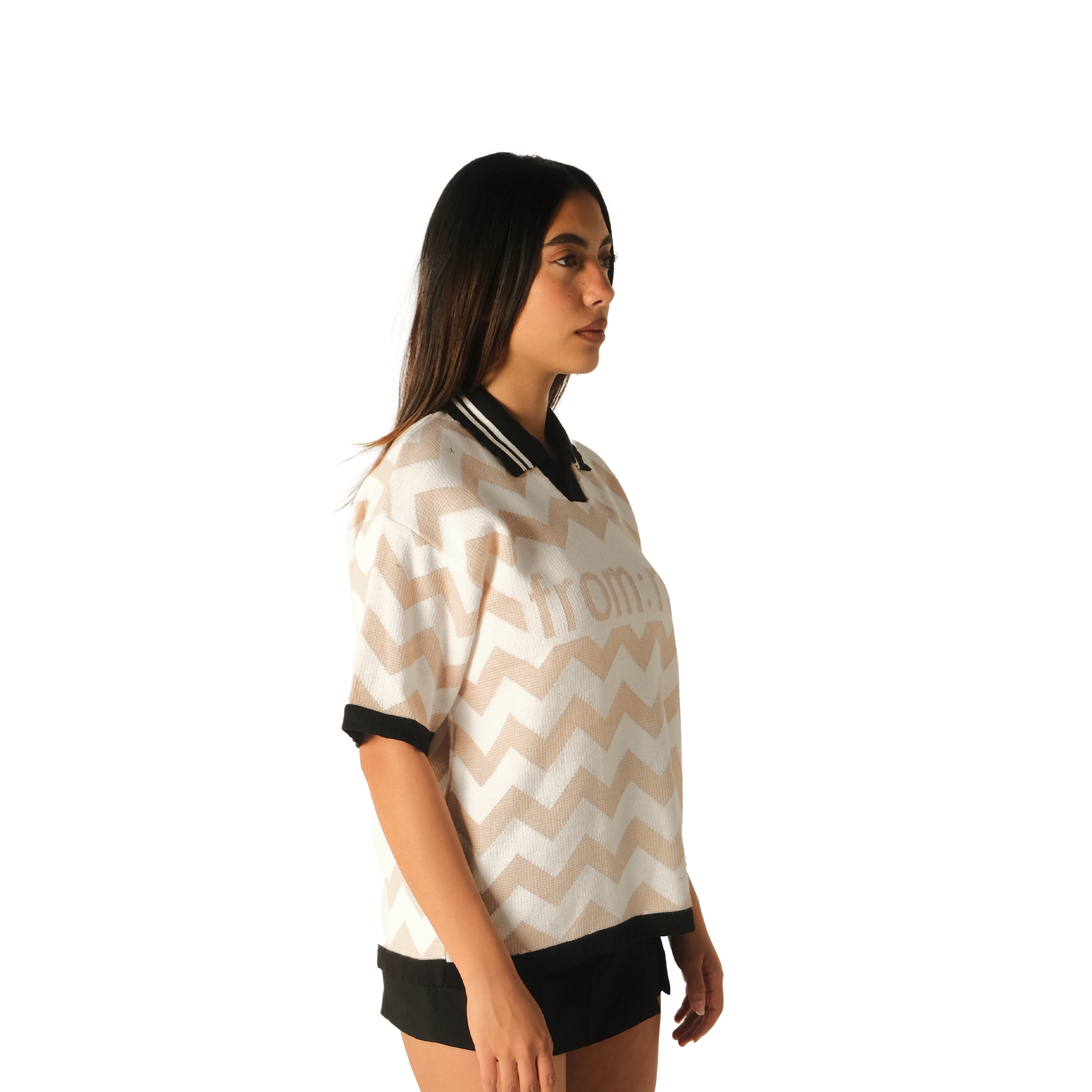 chevron knitted polo shirt