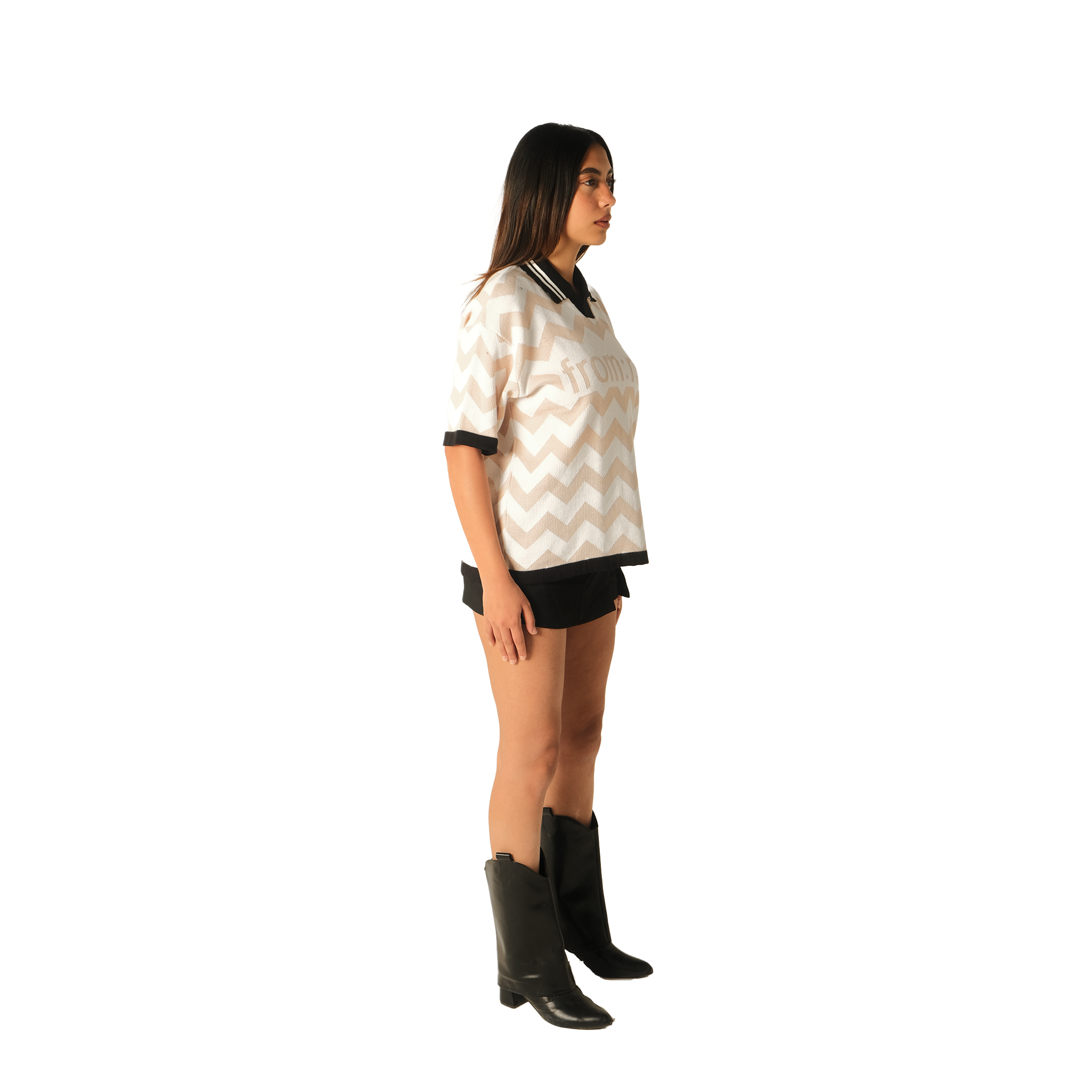 chevron knitted polo shirt