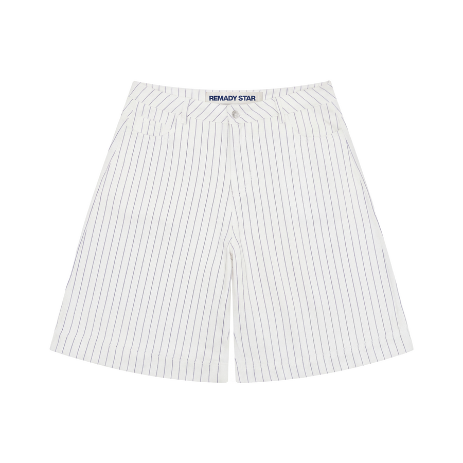 striped oversized long shorts - black & white