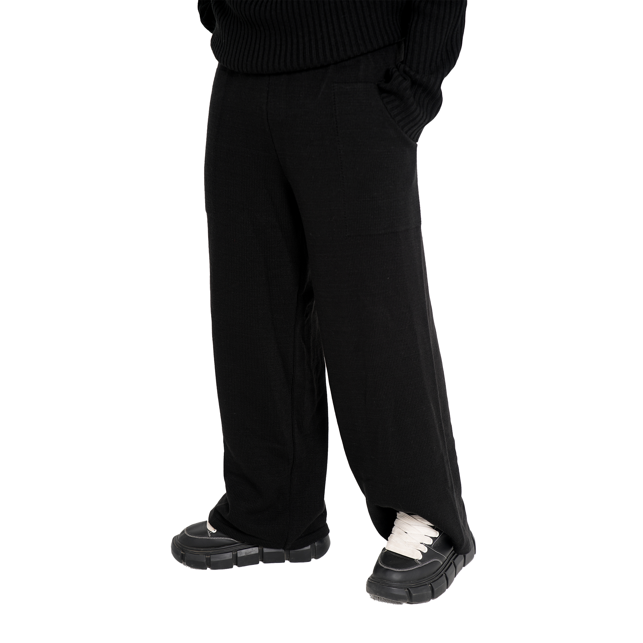 essential knitted sweatpants - black
