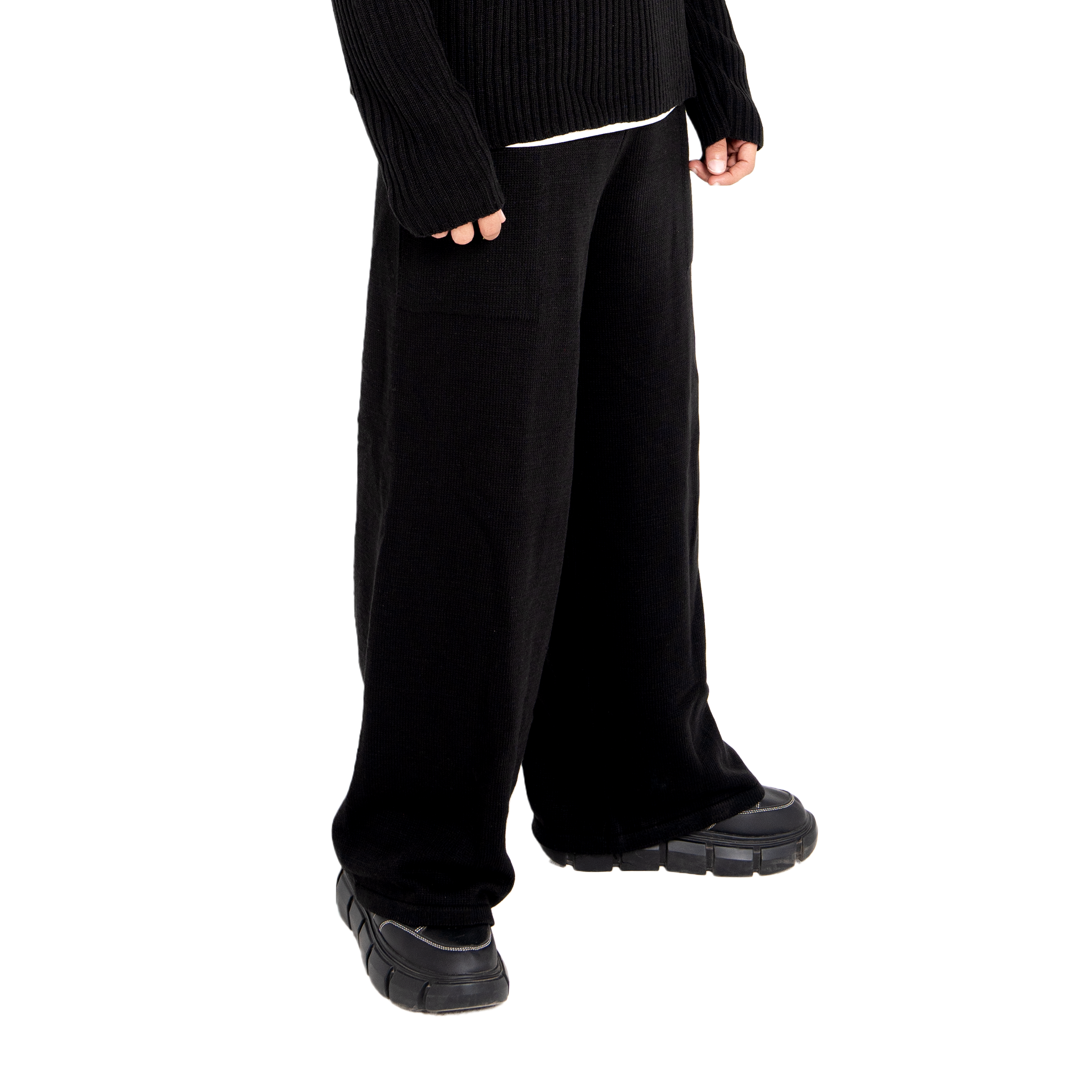 essential knitted sweatpants - black