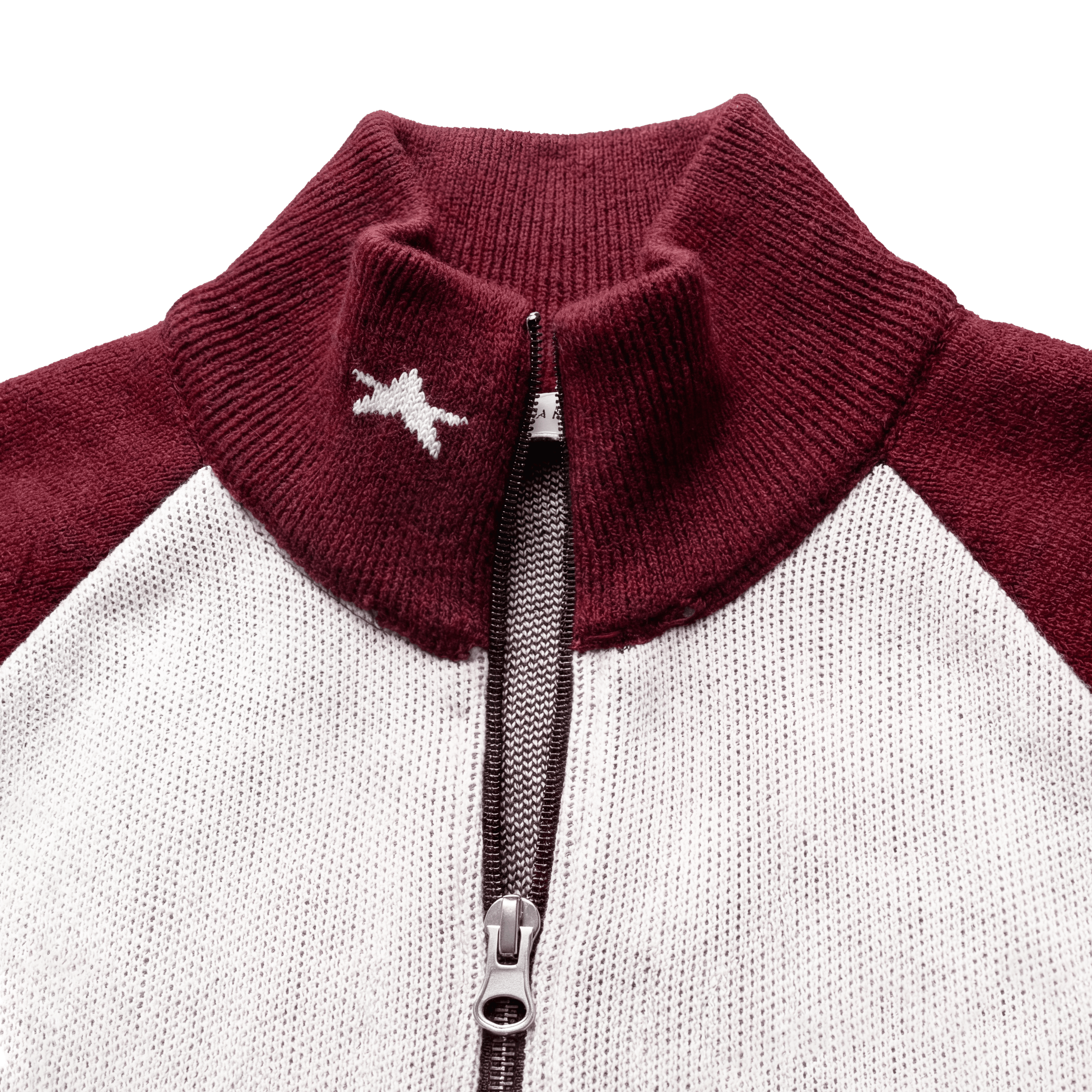Cyclist Knit Two Way Zipper Jacket - red/white
