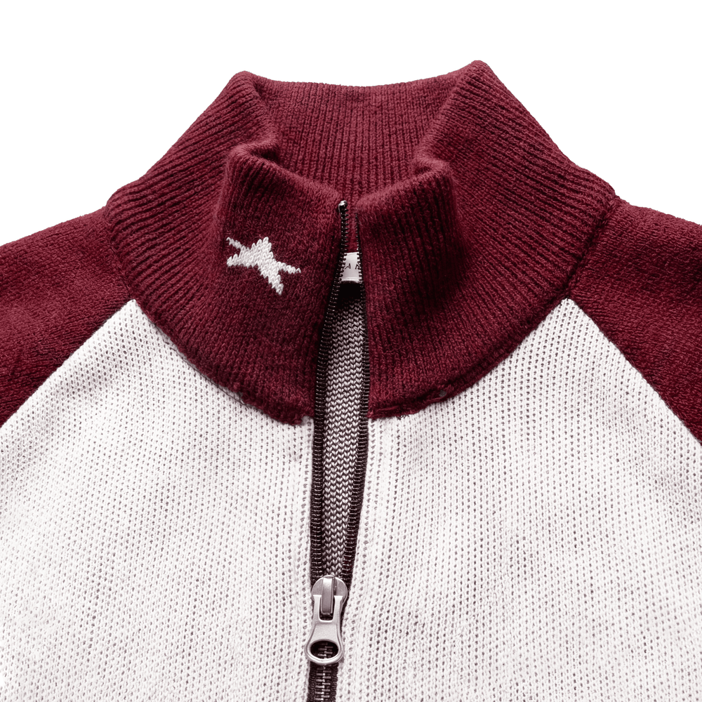 Cyclist Knit Two Way Zipper Jacket - red/white