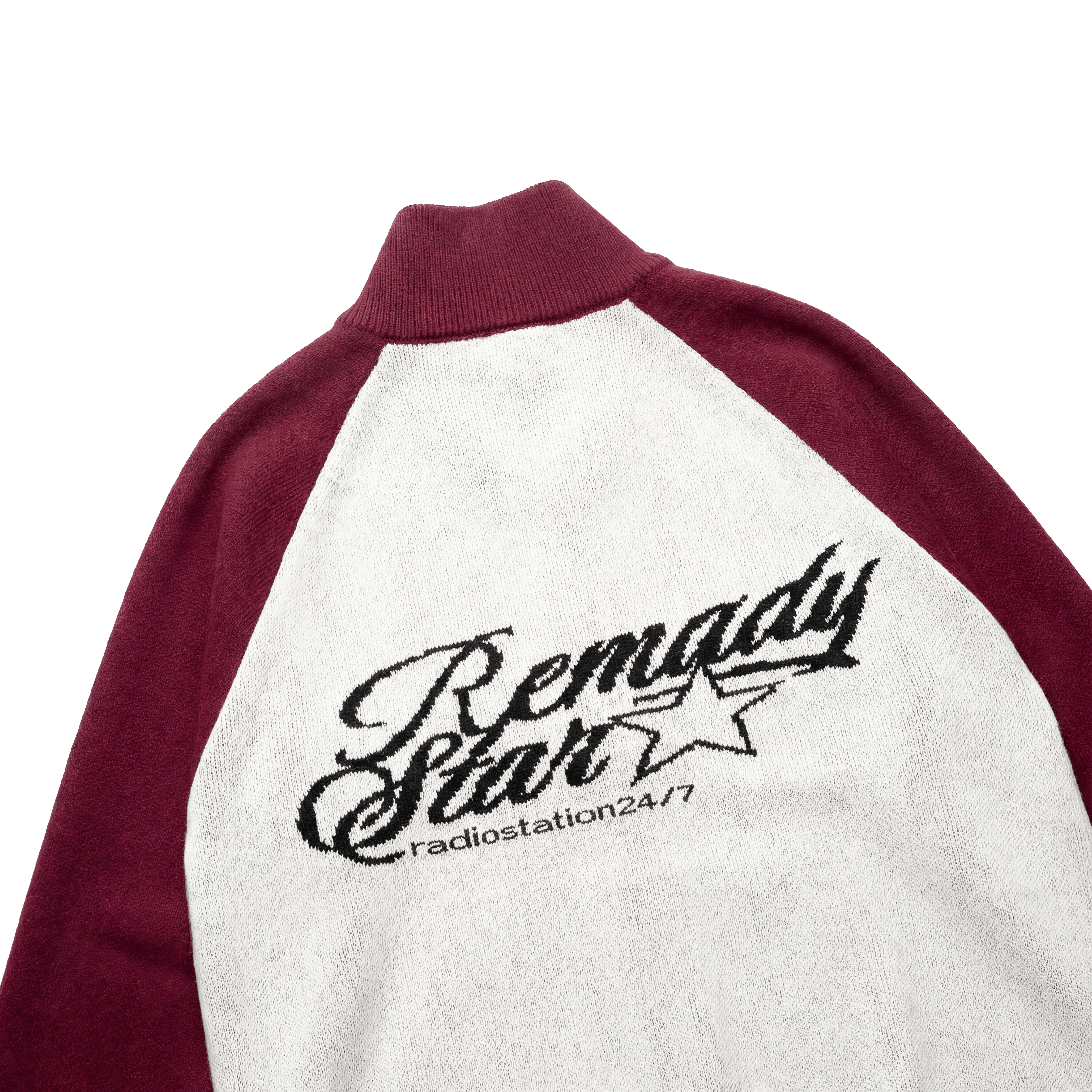 Cyclist Knit Two Way Zipper Jacket - red/white