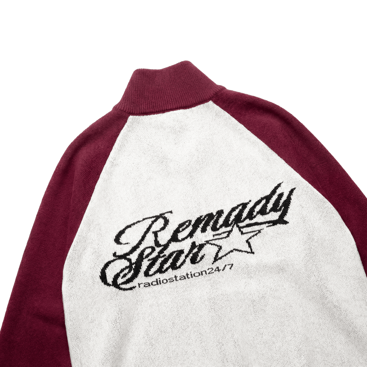 Cyclist Knit Two Way Zipper Jacket - red/white