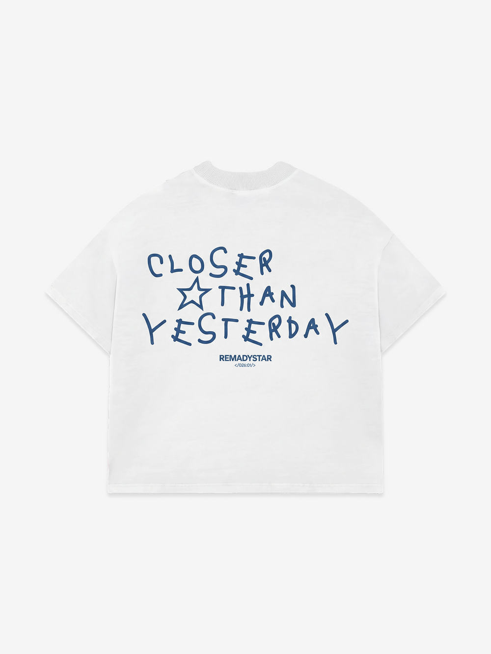 closer boxy tee - white/blue