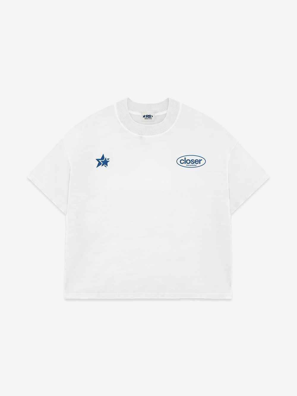 closer boxy tee - white/blue