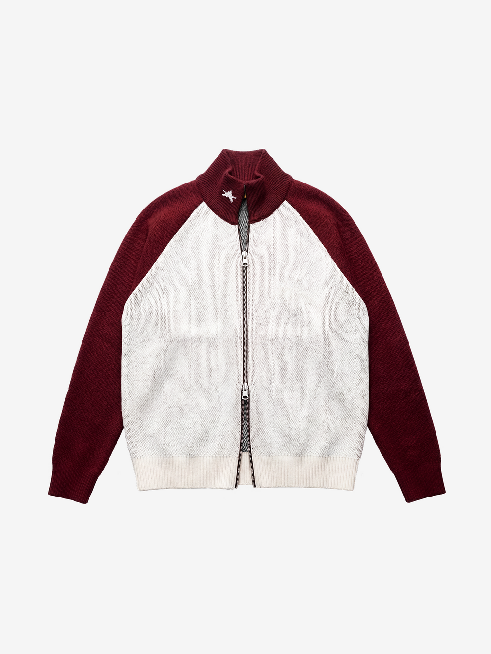 Cyclist Knit Two Way Zipper Jacket - red/white
