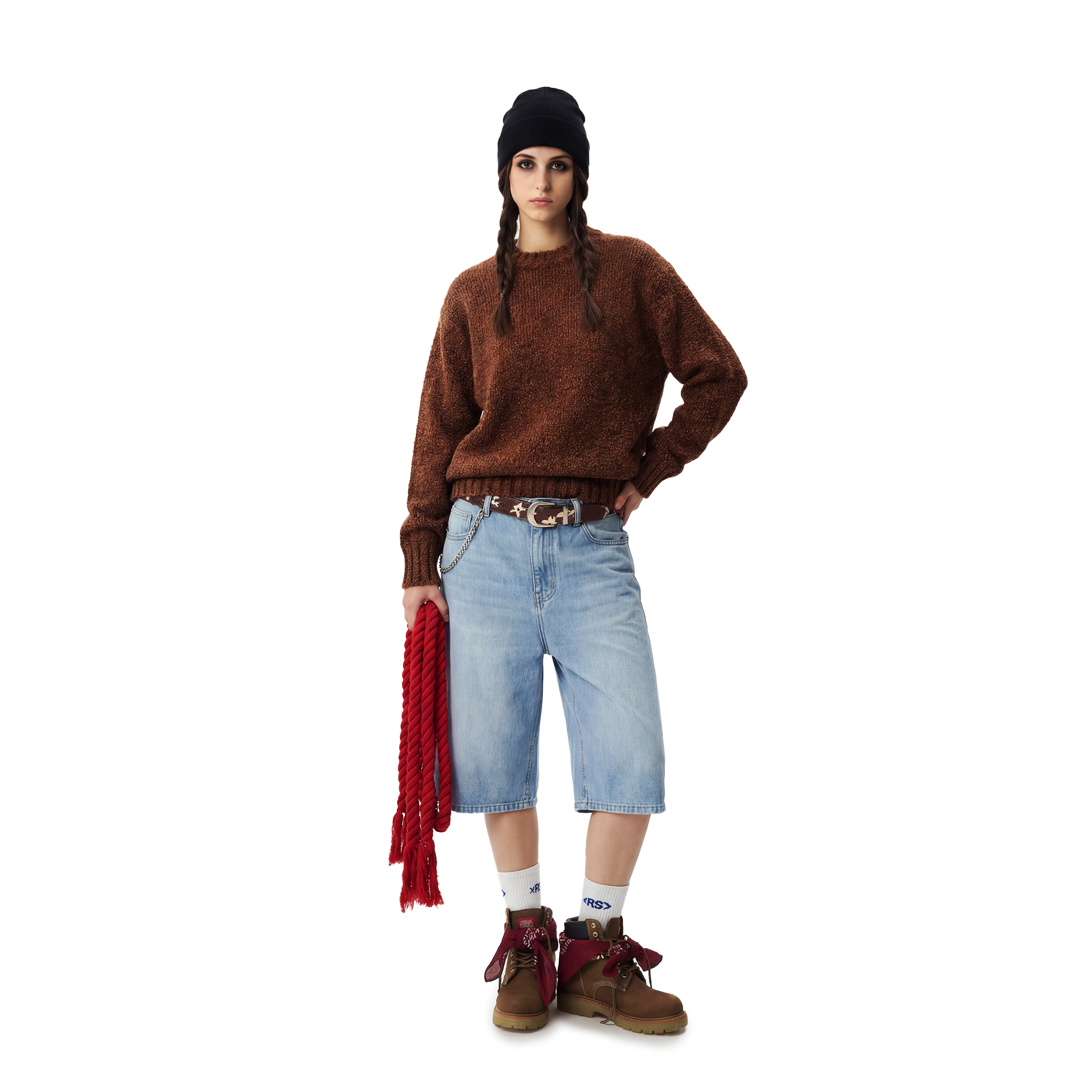 TV Noise Bouclé Knit Sweater - brown