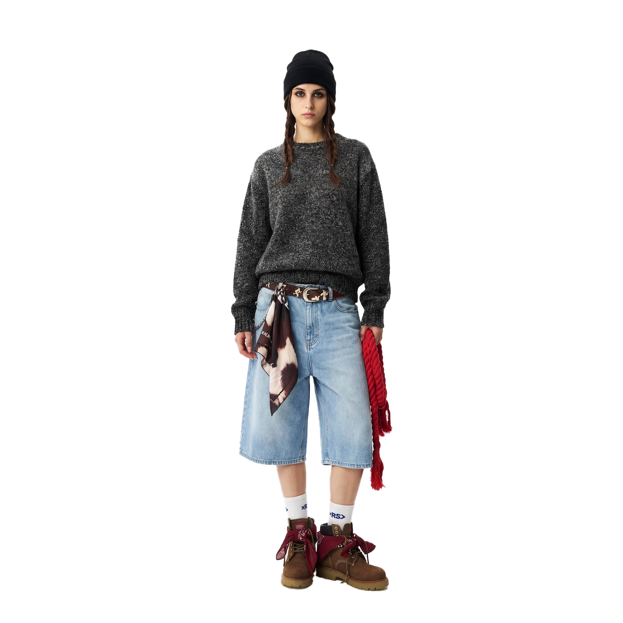 TV Noise Bouclé Knit Sweater - grey