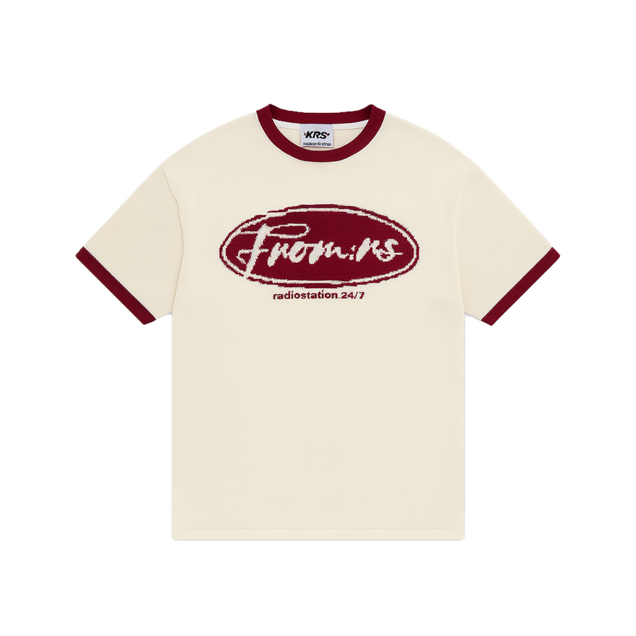 Knitted Ringer Shirt - Ecru/Red