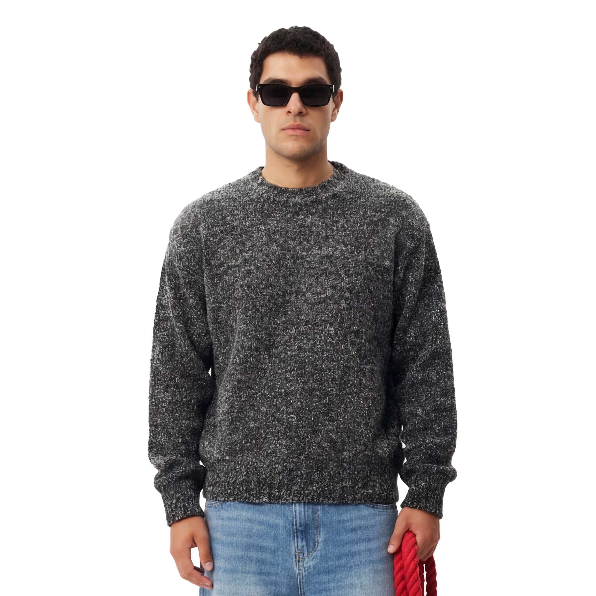 TV Noise Bouclé Knit Sweater - grey