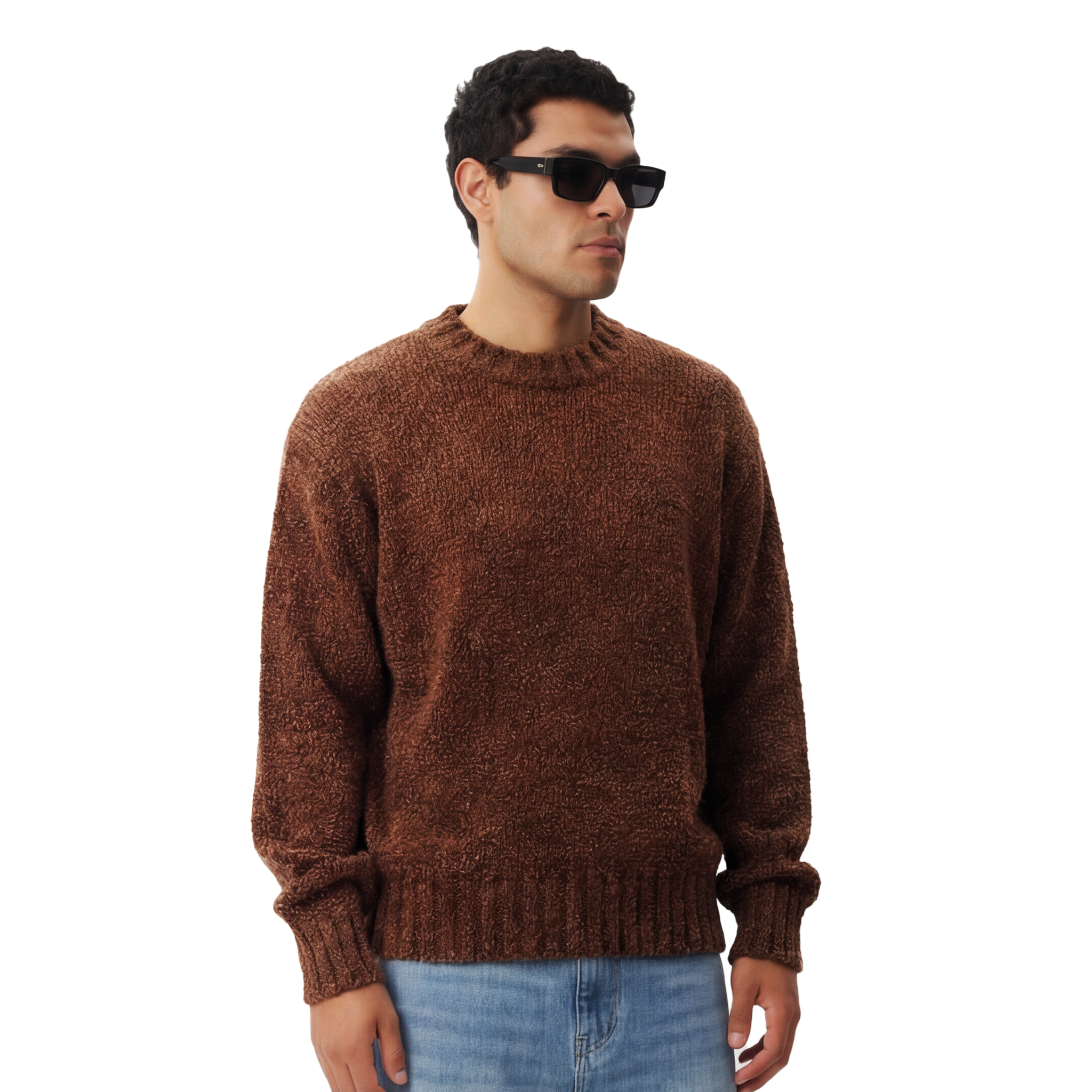 TV Noise Bouclé Knit Sweater - brown