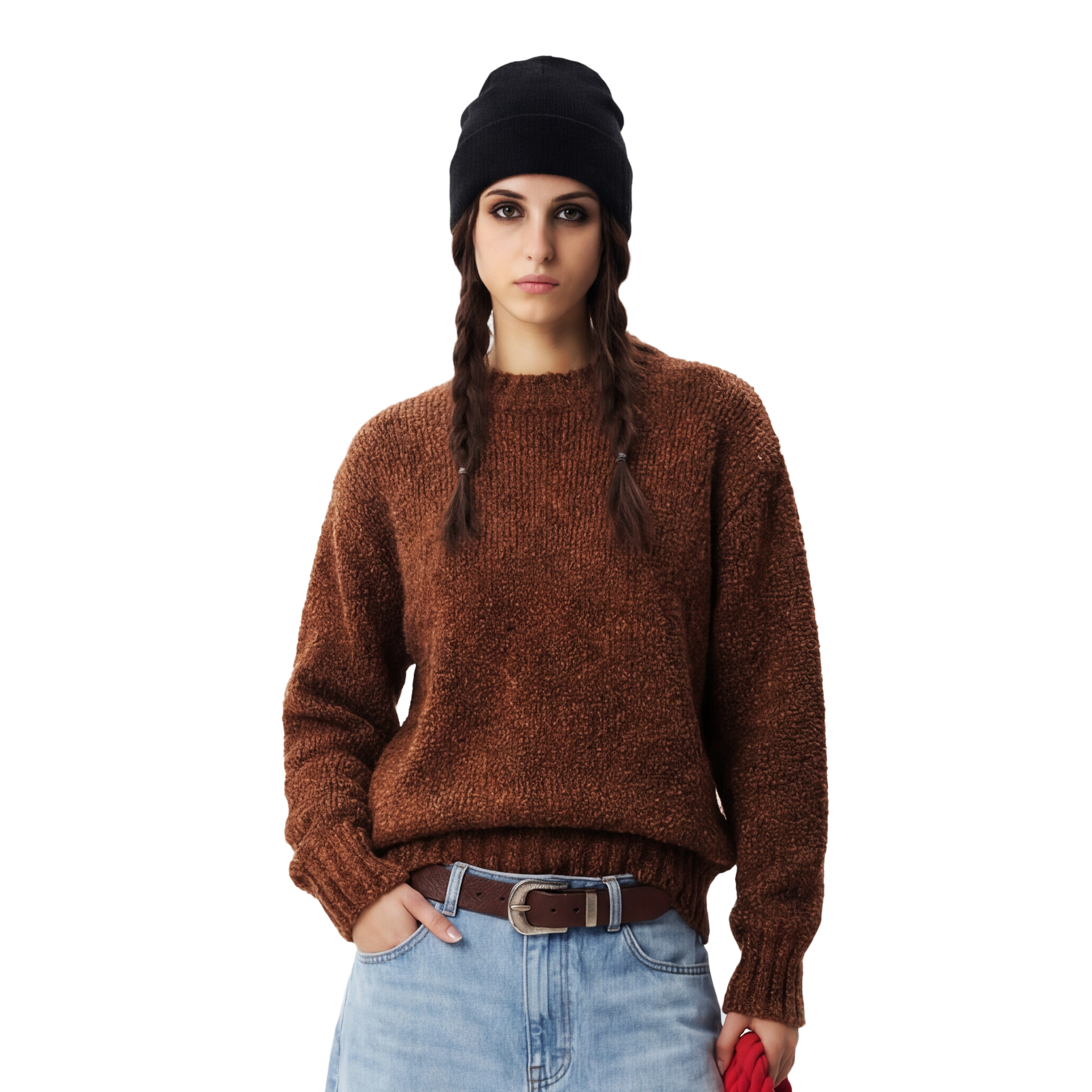 TV Noise Bouclé Knit Sweater - brown