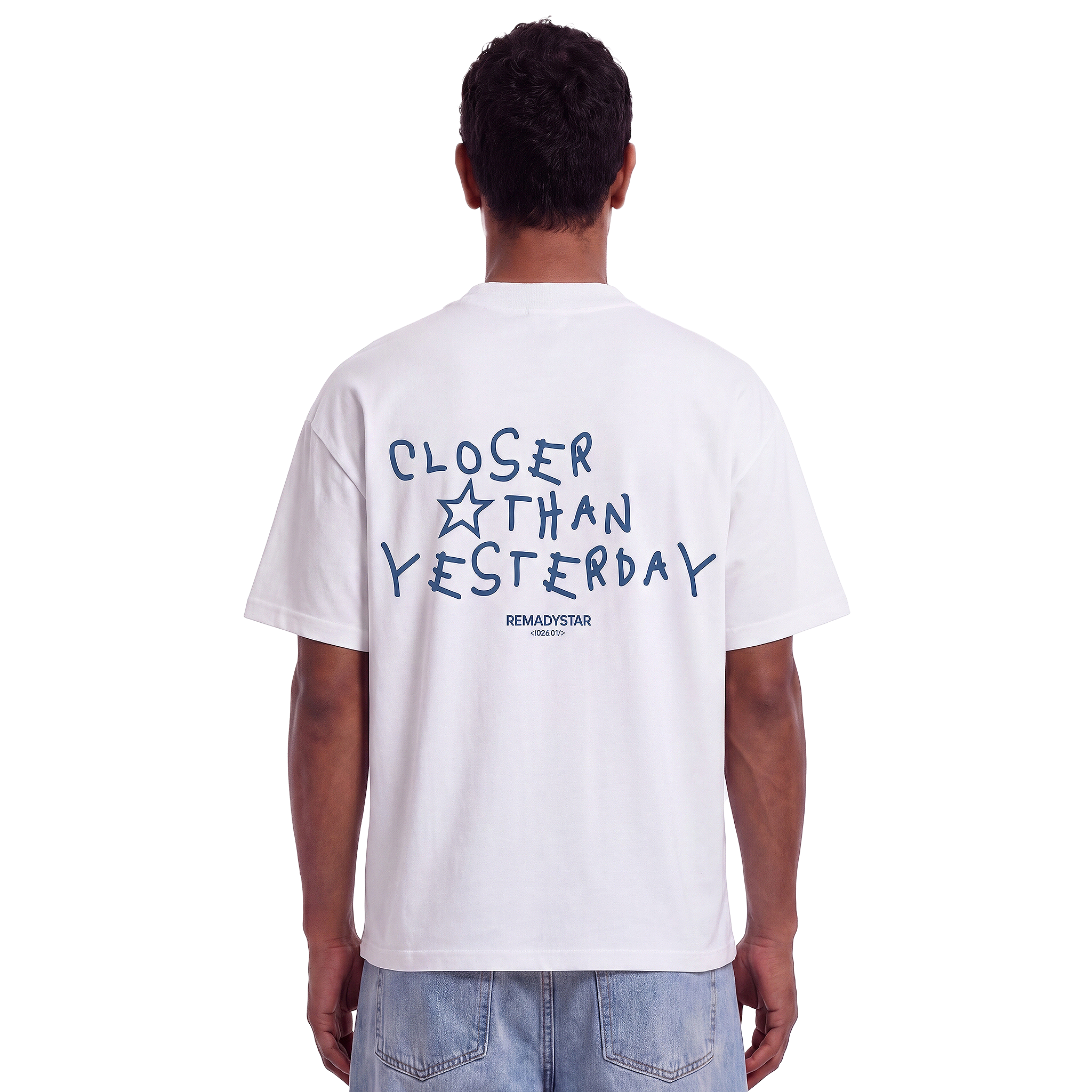 closer boxy tee - white/blue
