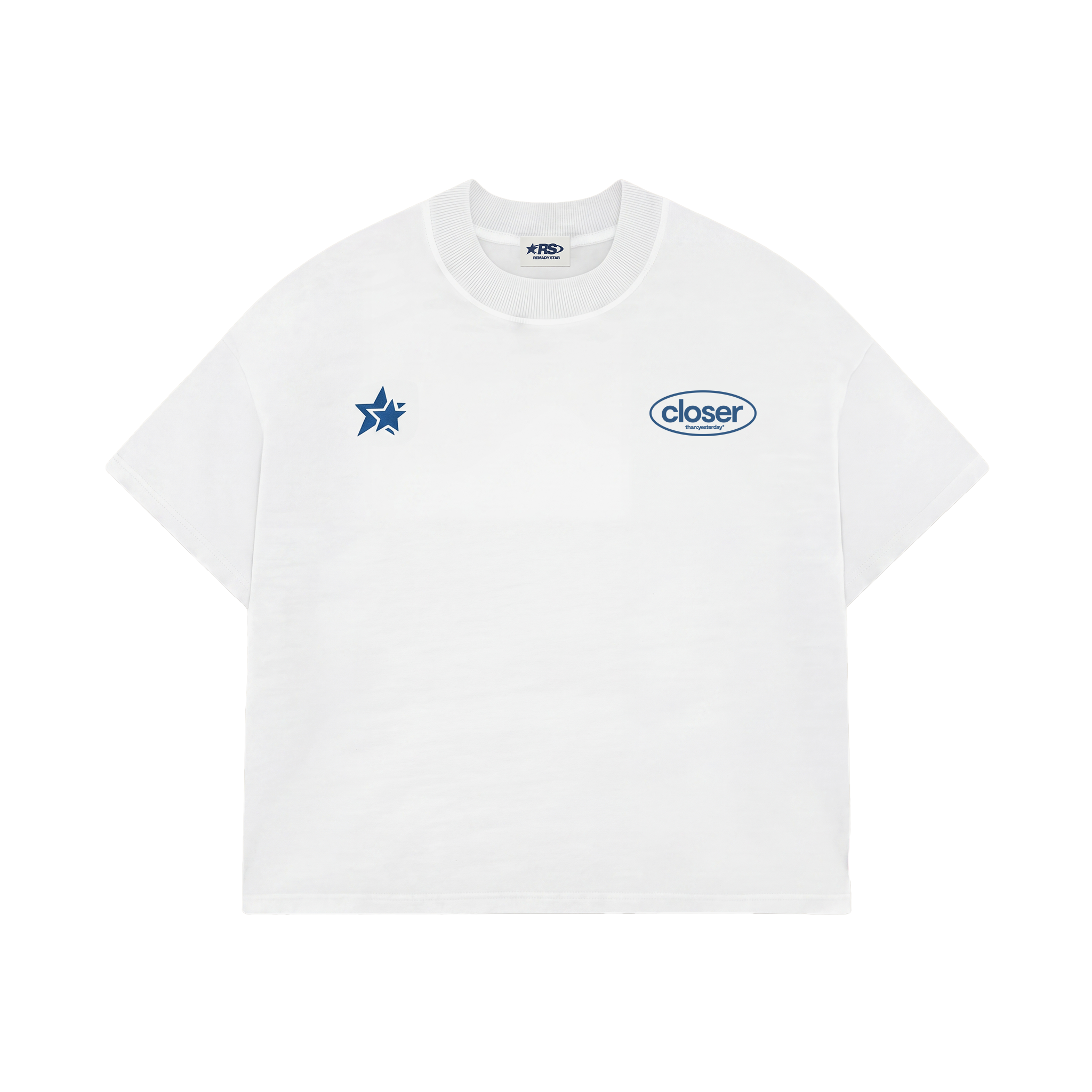 closer boxy tee - white/blue
